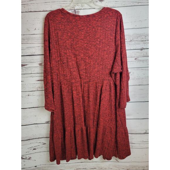 Torrid Red Mini Brushed Rib Tiered Long Sleeve Skater Dress Women's Plus Size 4 - Picture 12 of 16
